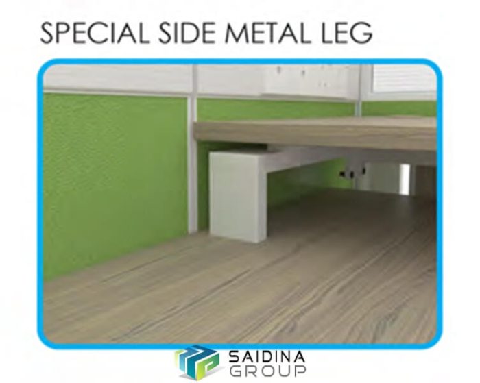 Workstation Cluster of 2 c/w Full board Partition & Half glass Panel, Rectangular shape table, Square metal leg & side cabinet | Model SGWS-FR202 - Image 2