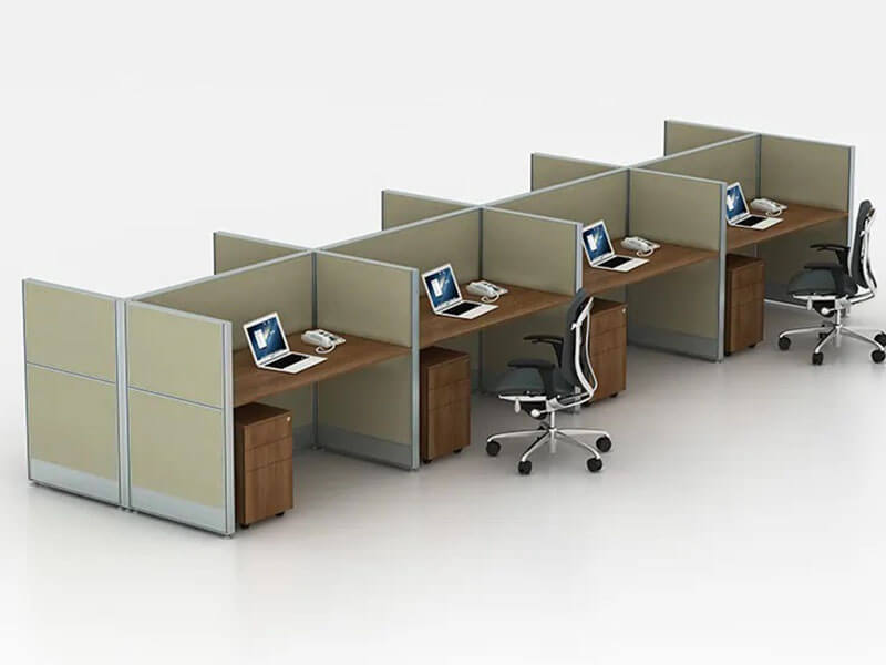Workstation Cluster of 8 c/w Rectangular shape table, Full Board Partition & 3D Mobile Pedestal | Model SGWS-GR803