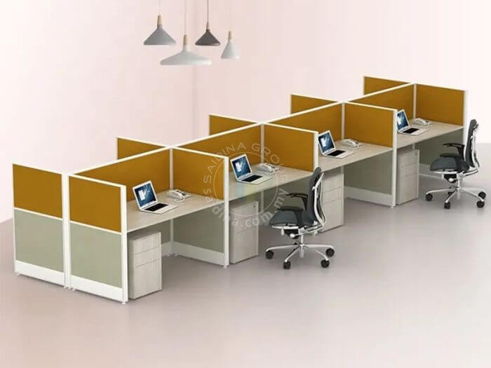 Workstation Cluster of 8 c/w Rectangular shape table, Full Board Partition & 3D Mobile Pedestal | Model SGWS-GR803 - Image 2