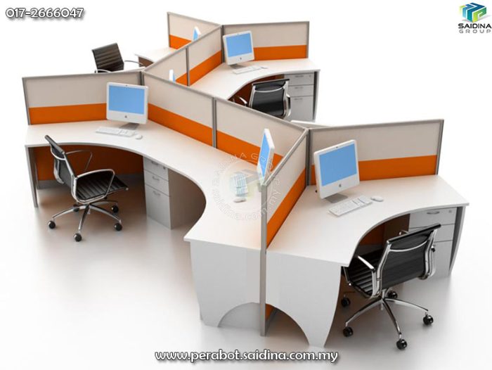 Workstation Cluster of 9 c/w 120 degree table, Full Board Partition & 3D Mobile Pedestal | Model SGWS-FT901 - Image 2