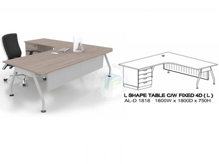 L-shape table with drawer