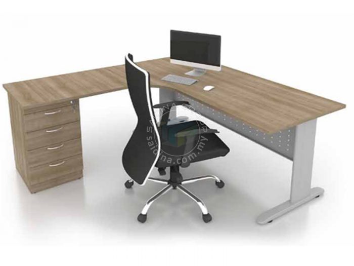 L-shape table with drawers