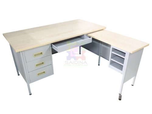 L-shape table with drawers