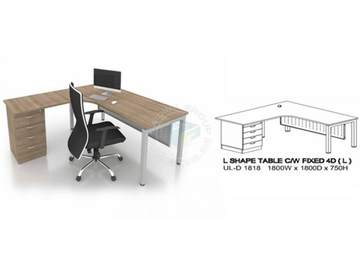 L-shape table with drawers