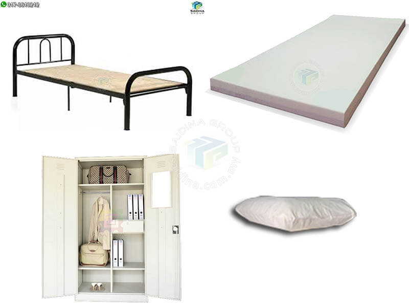 HOSTEL FURNITURE PACKAGE | SINGLE BED + MATTRESS & PILLOW + WARDROBE | PACKAGE HSTL-05