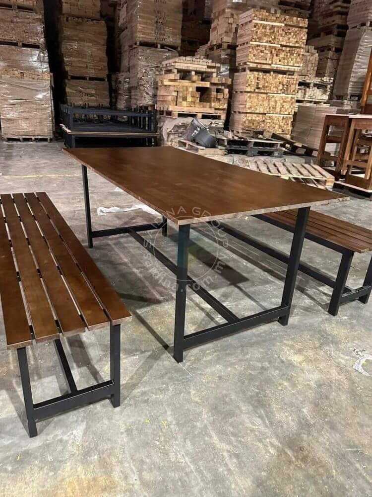 6 seater Wooden Canteen Tables & Bench Set | SGT-WC8