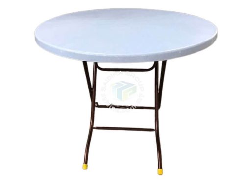 Round Plastic Folding Tables c/w round tube folding metal leg