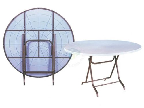 Round Plastic Folding Tables c/w square tube folding metal leg