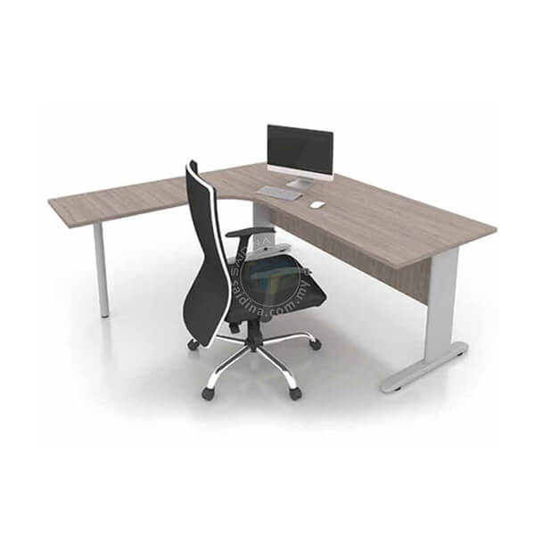 L shape Office Tables c/w J & Round Metal Leg | Siri MT-R