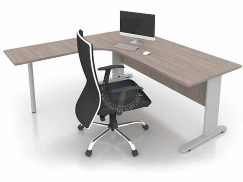 L shape Office Tables c/w J & Round Metal Leg | Siri MT-R