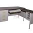 5′ L-shape Pedestal Steel Desk (Black Linoleum Top) | Model S101/LT