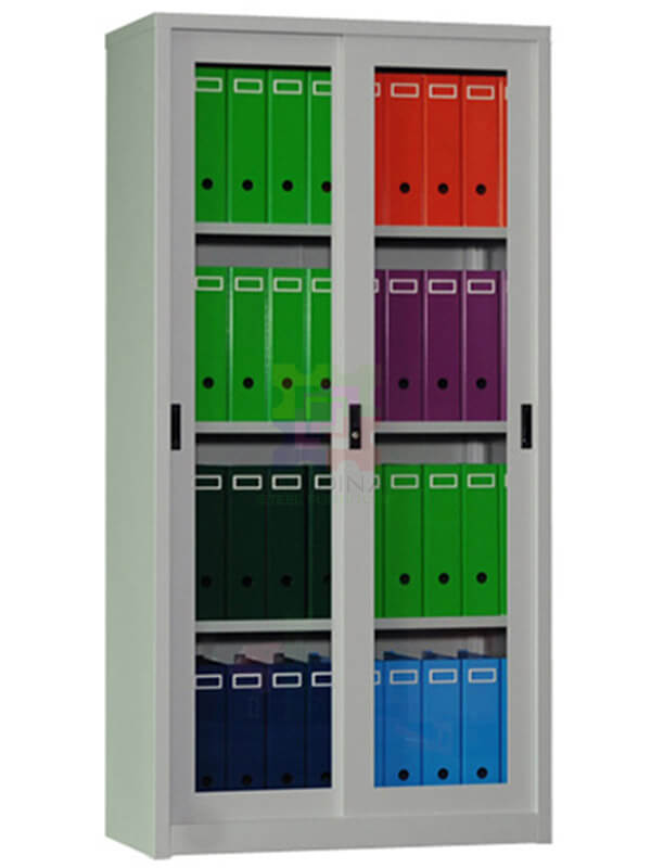 Full Height Glass Sliding Door Steel Cupboard