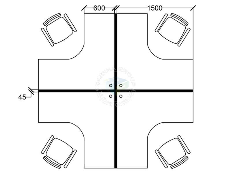 Workstation (4 seater) c/w L shape table & Half glass partition | Model SGWS-iL403 - Image 2